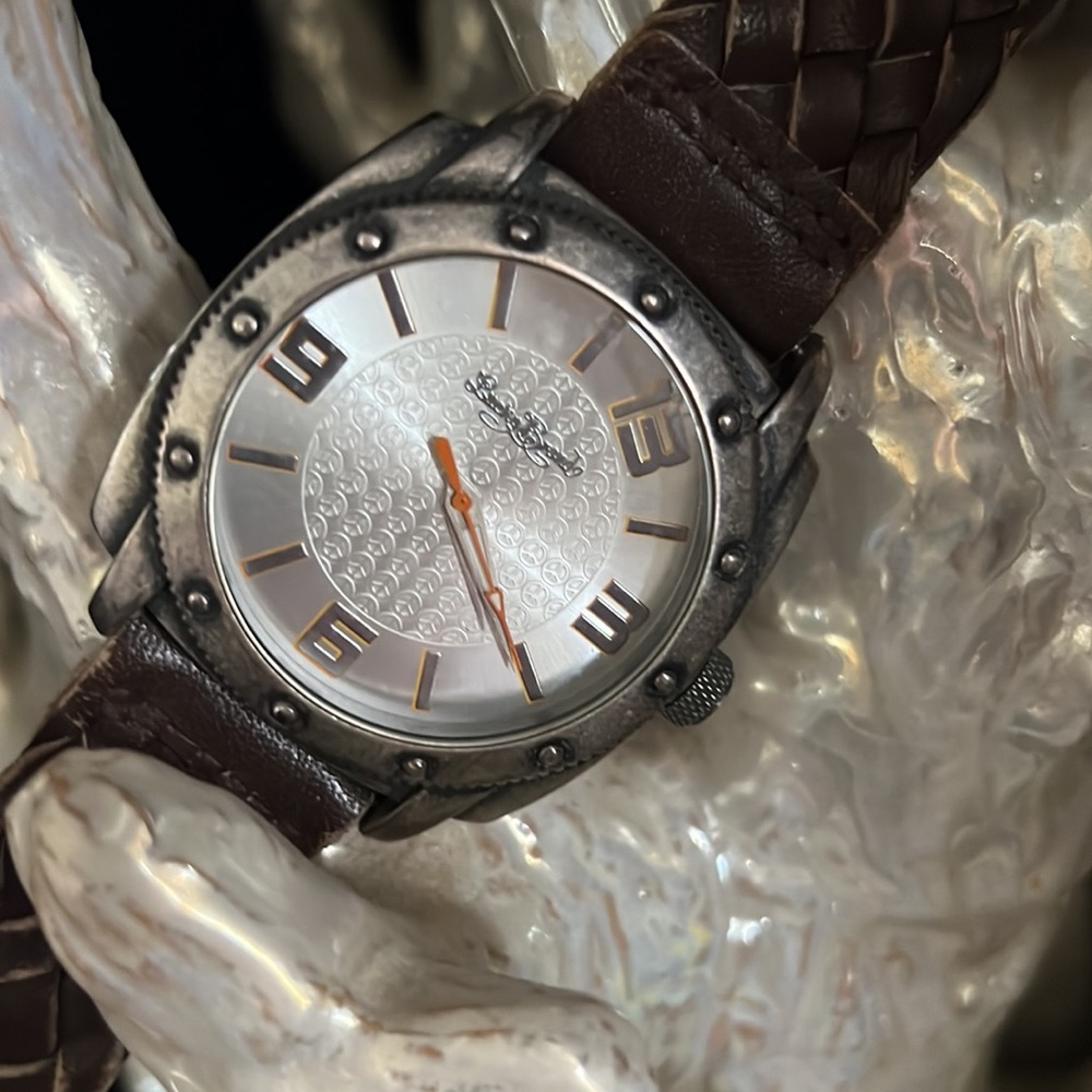Lucky Brand Mens Watch With Brown Leather Braided Band.